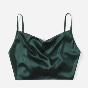 Tie back satin crop top